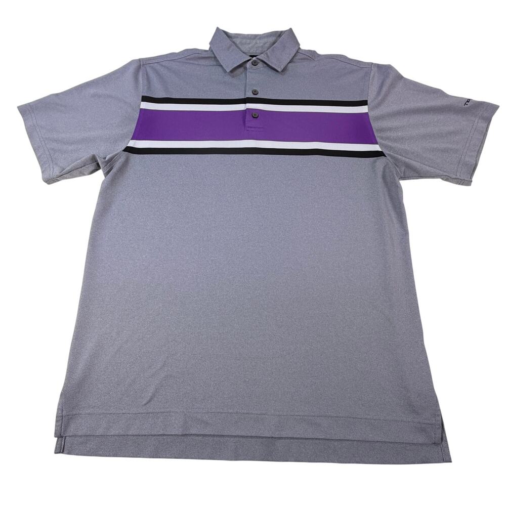 FootJoy Quick Dry Telluride GC Golf Polo Shirt Purple Black Men Lg